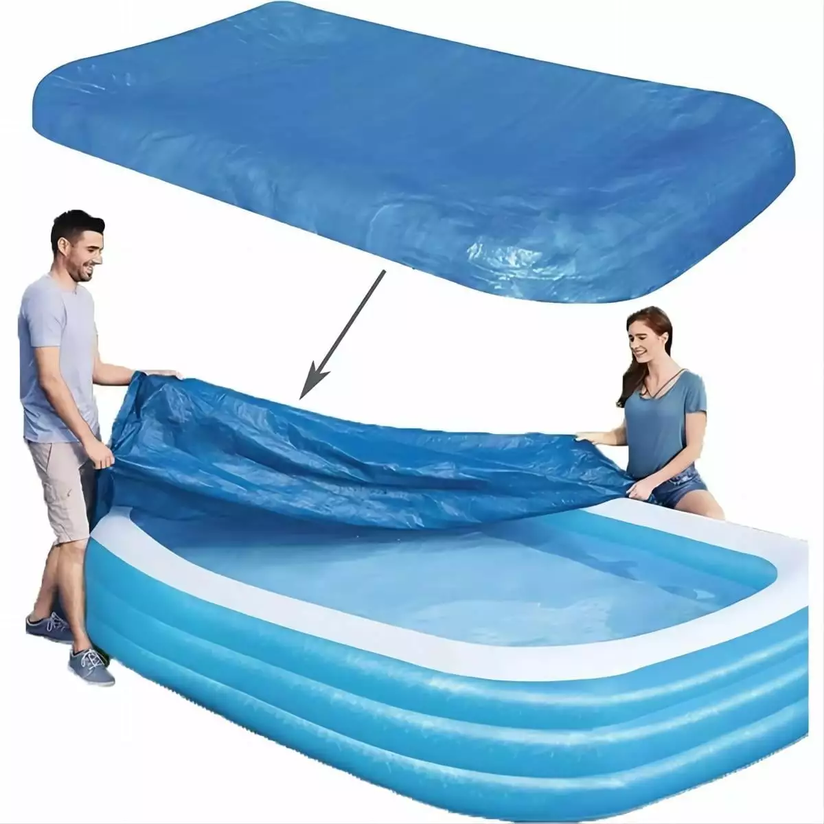 Cosgrinch Rectangular Pool Cover Inflatable Swimming Pool Cover Dustproof Rainproof Waterproof
