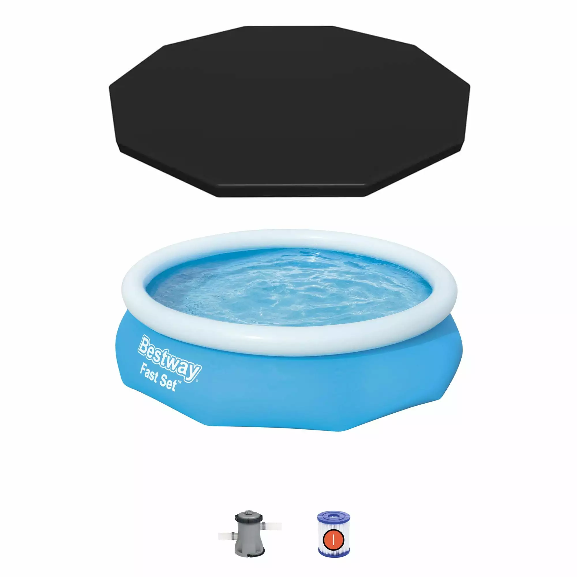 Bestway 10' x 30 Fast Set Inflatable Above Ground Pool Pump and Cover