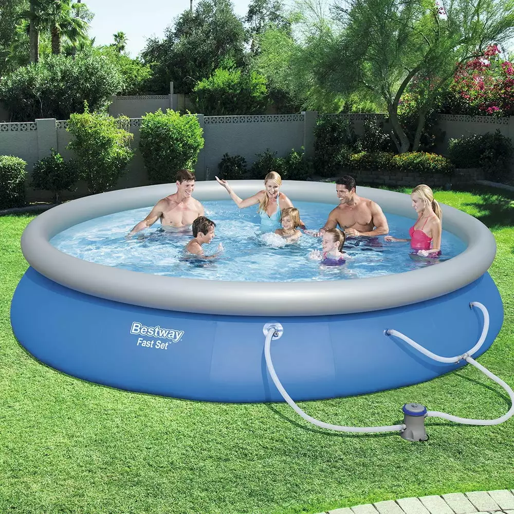 Bestway Fast Set Round Above Ground Pool Set 15 ft x 33 Easy Setup