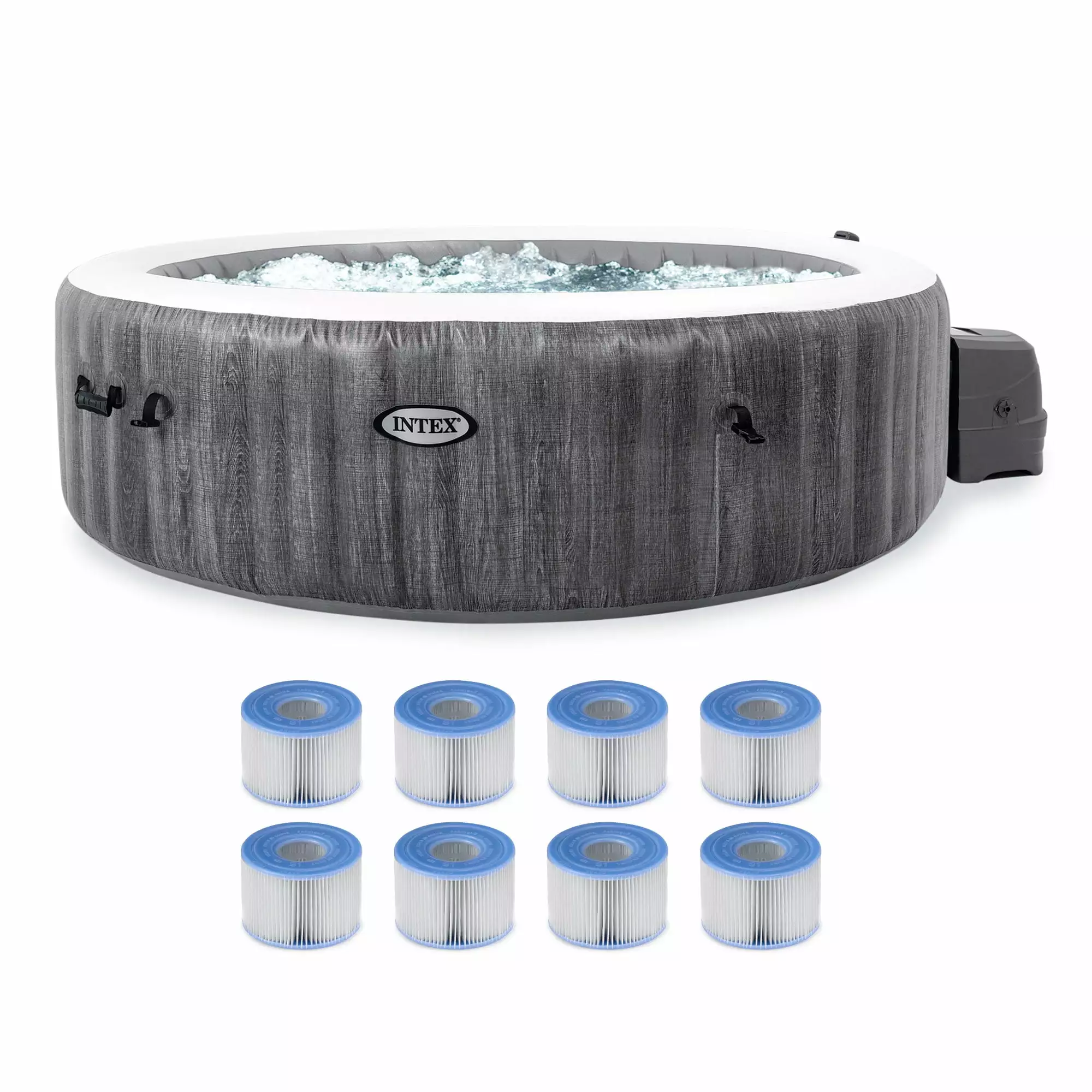 Intex PureSpa Plus Inflatable Bubble Jet Spa and 8 Pack Replacement Filters