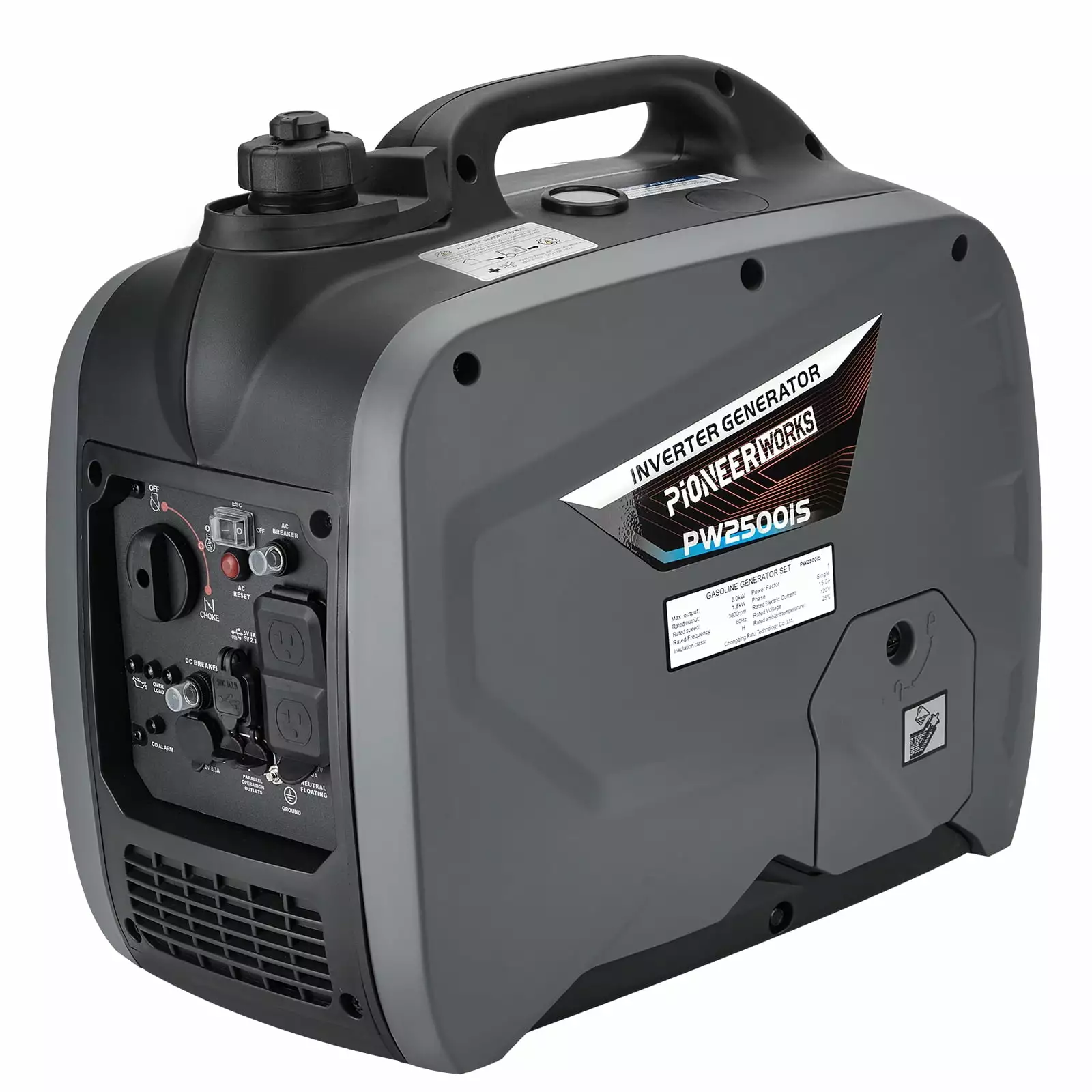 2000W Travel-friendly Inverter Generator. Ultra Quiet Gas Engine. Extremely Quiet. Featherweight. Fuel Productive. Paralle...
