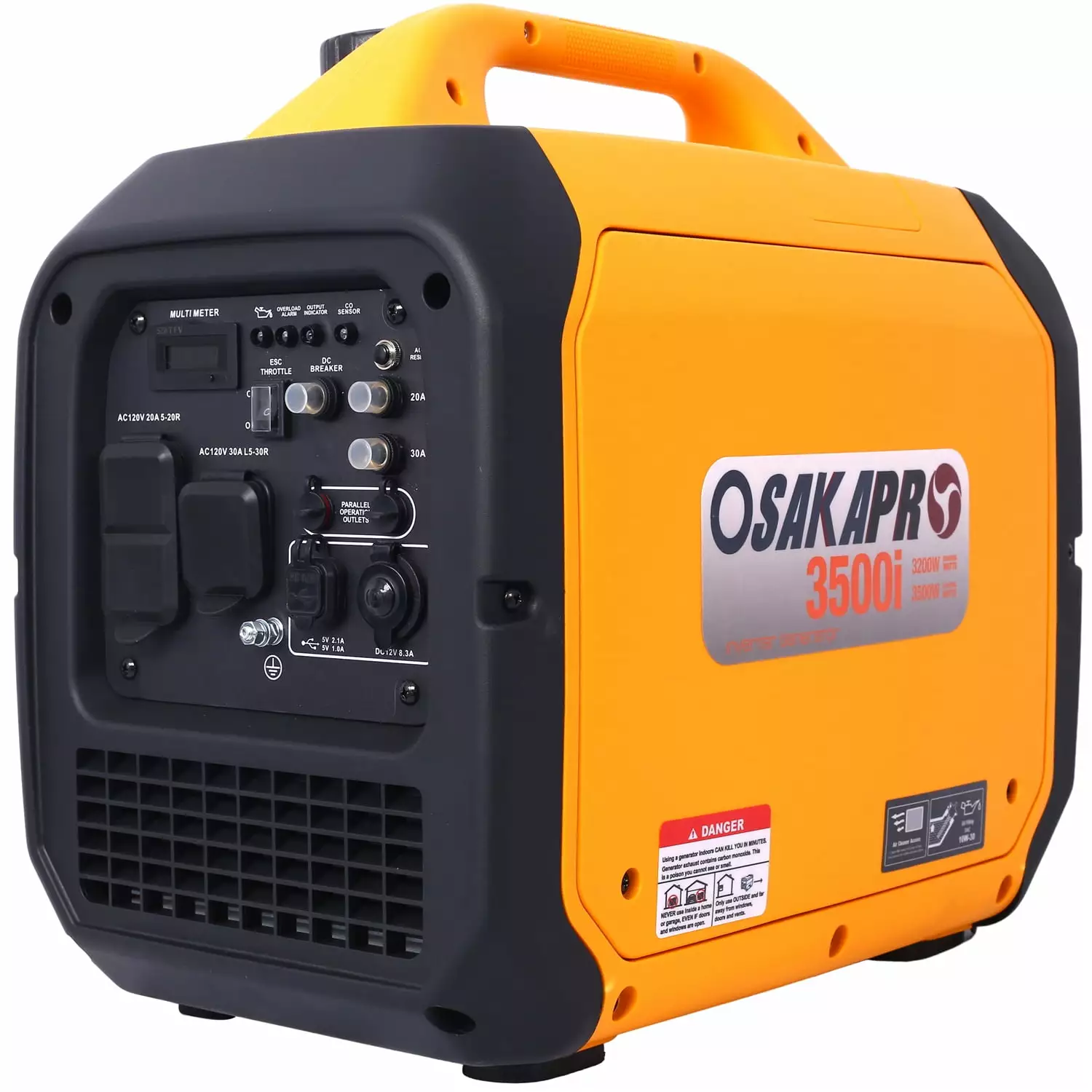 3500 Watt Travel-friendly Inverter Generator Gas Powered. EPA Compliant CO Sensor. Space-saving and Featherweight Home Bac...