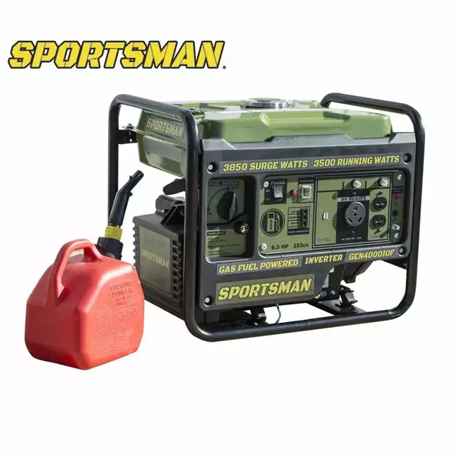 3850 Surge Watts Open Frame Travel-friendly Gasoline Inverter Generator. Green