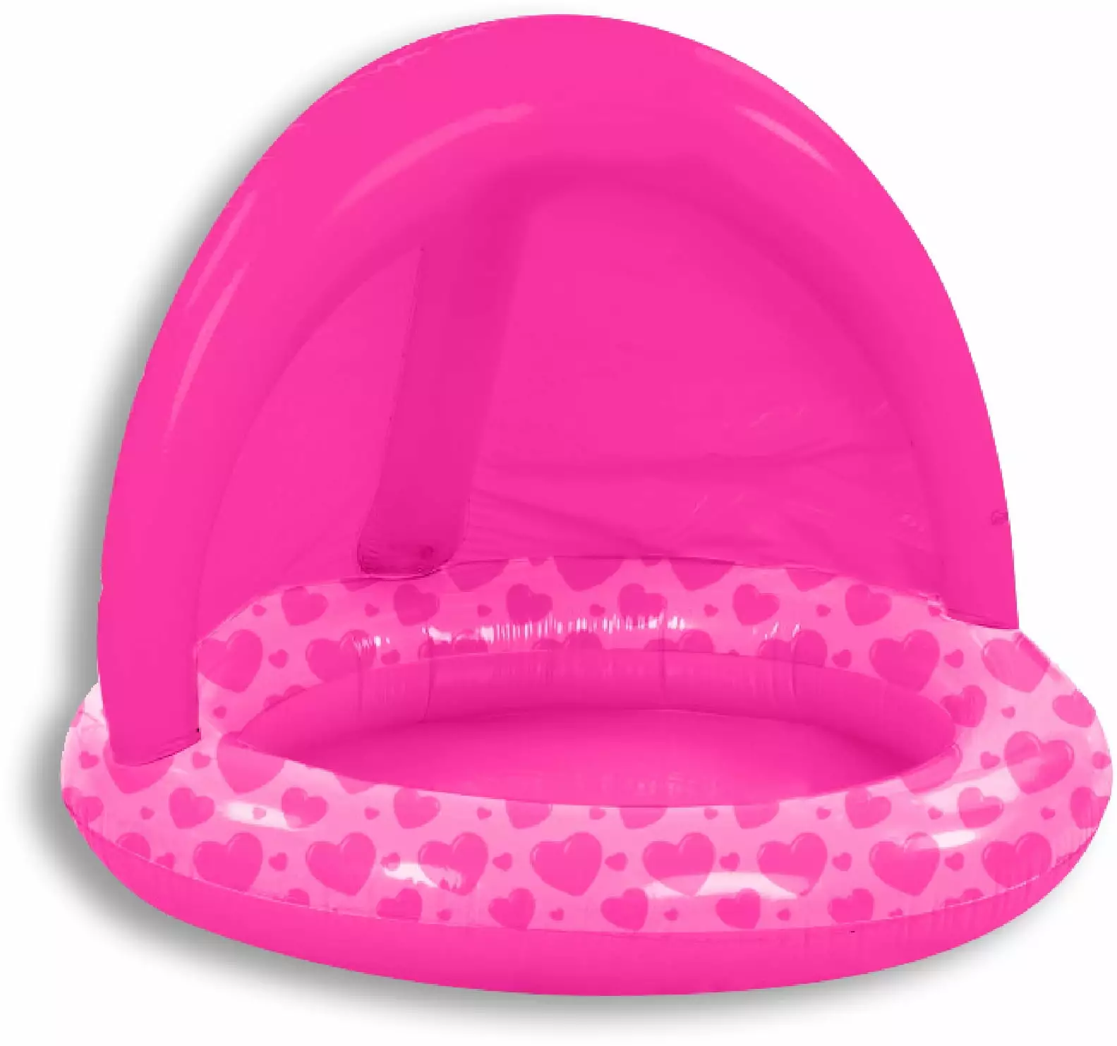 Water Stars 3.5' Inflatable Swimming Pool Toddlers Pink Hearts Round UV Shade