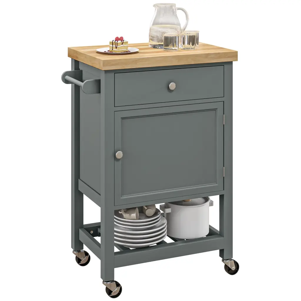 Homcom Kitchen Cart Rolling Island Smooth Rubber Wheels aosom business