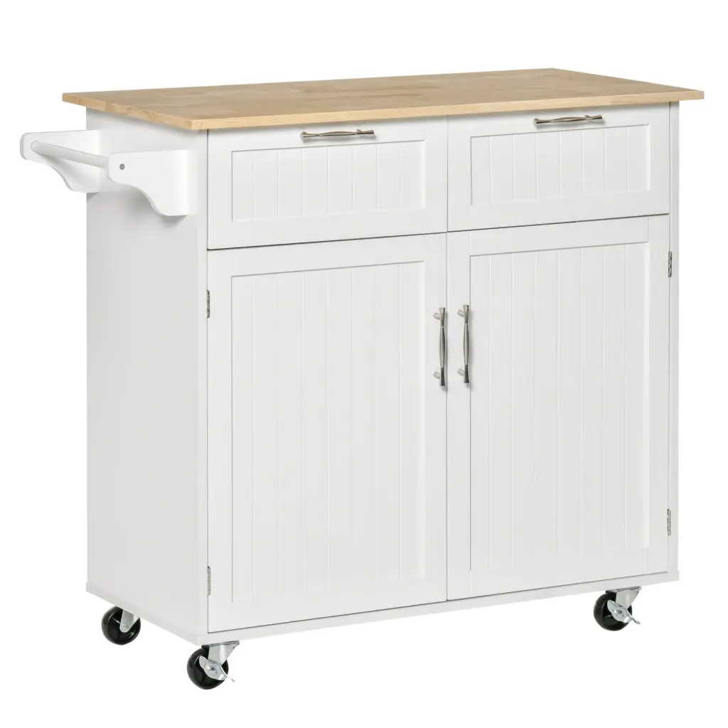 Homcom 41" Modern Rolling Kitchen Island On Wheels Shopping Basket Storage aosom business