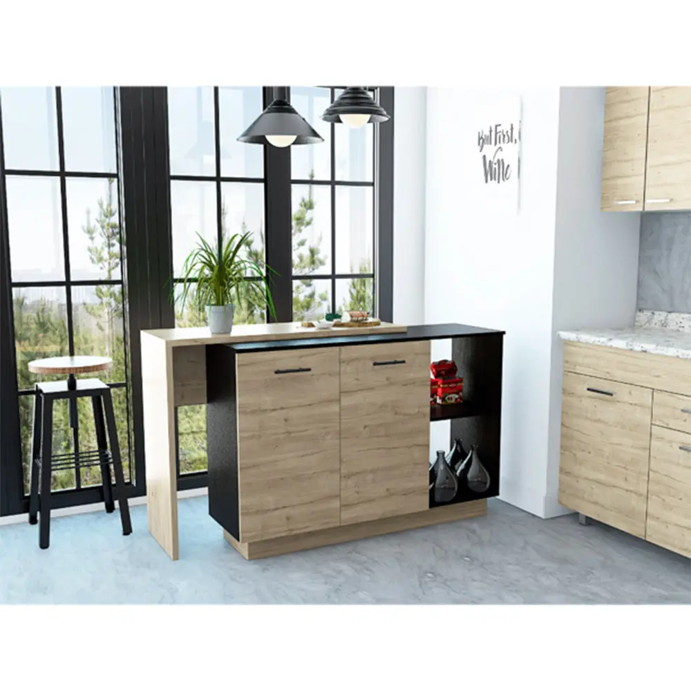 Chesterfield 2 Shelf 1 Drawer Kitchen Island Black Wengue furniture max