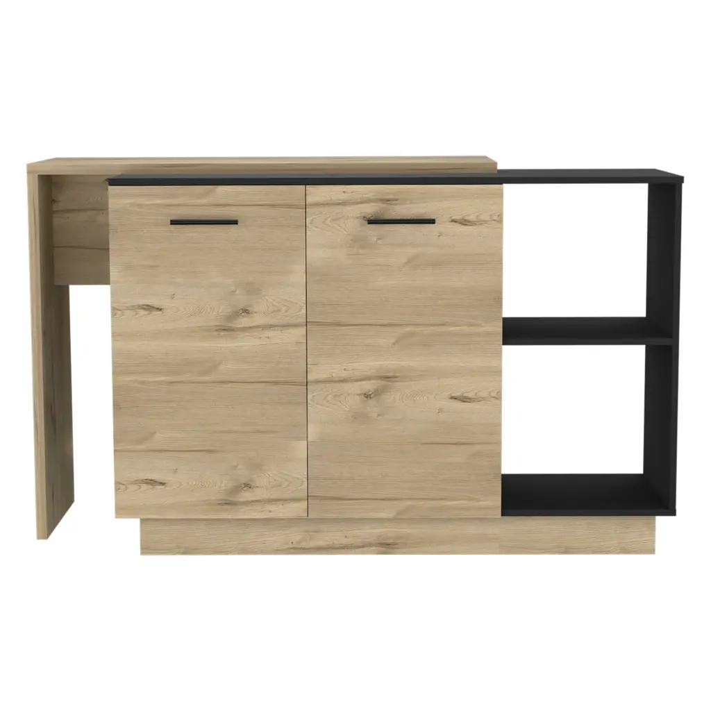 Kitchen Island Ohio Black Light Oak Black Particle Board Portable Kitchen Cart treevol furniture