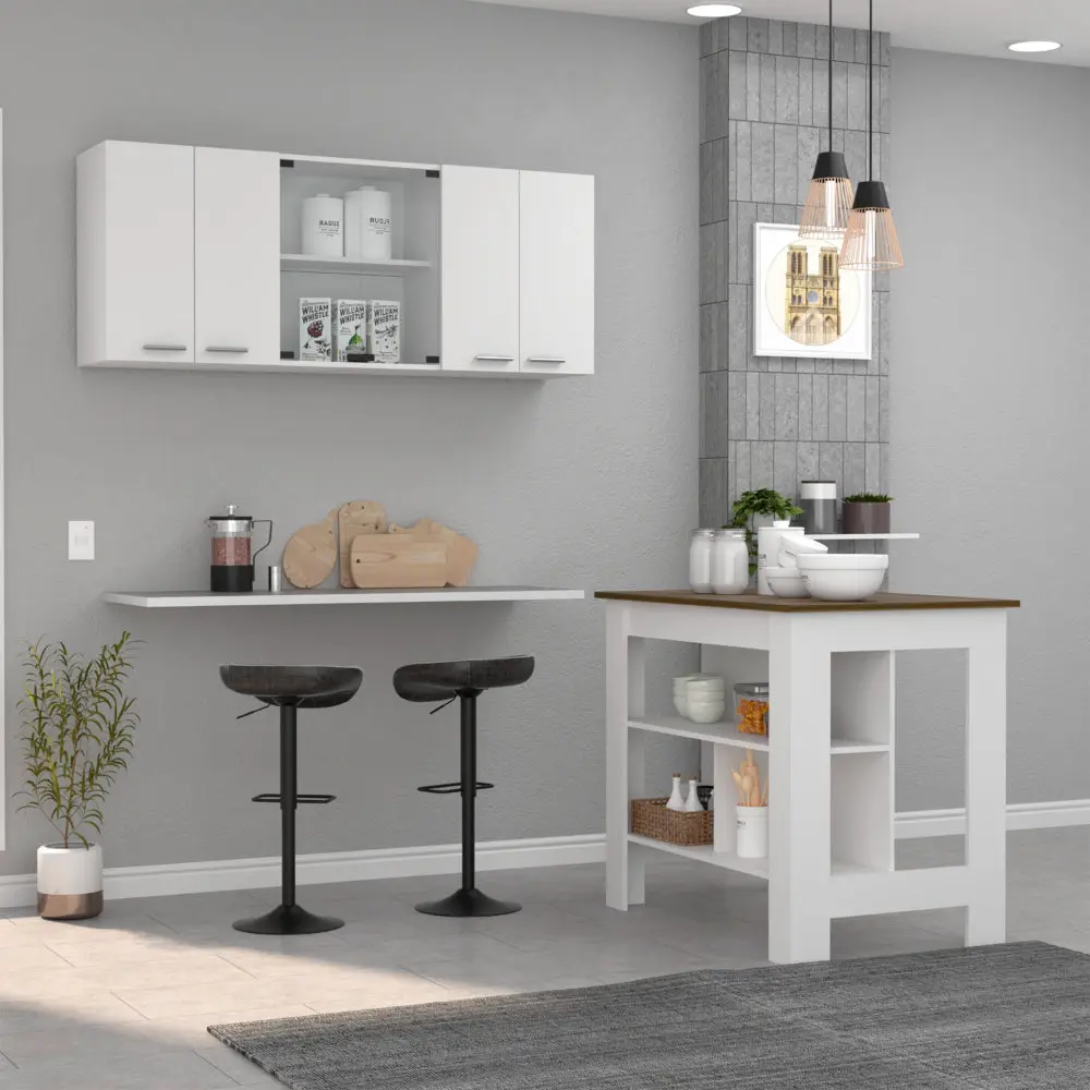 Briargate 2 Piece Kitchen Set Kitchen Island And Wall Cabinet White furniture max