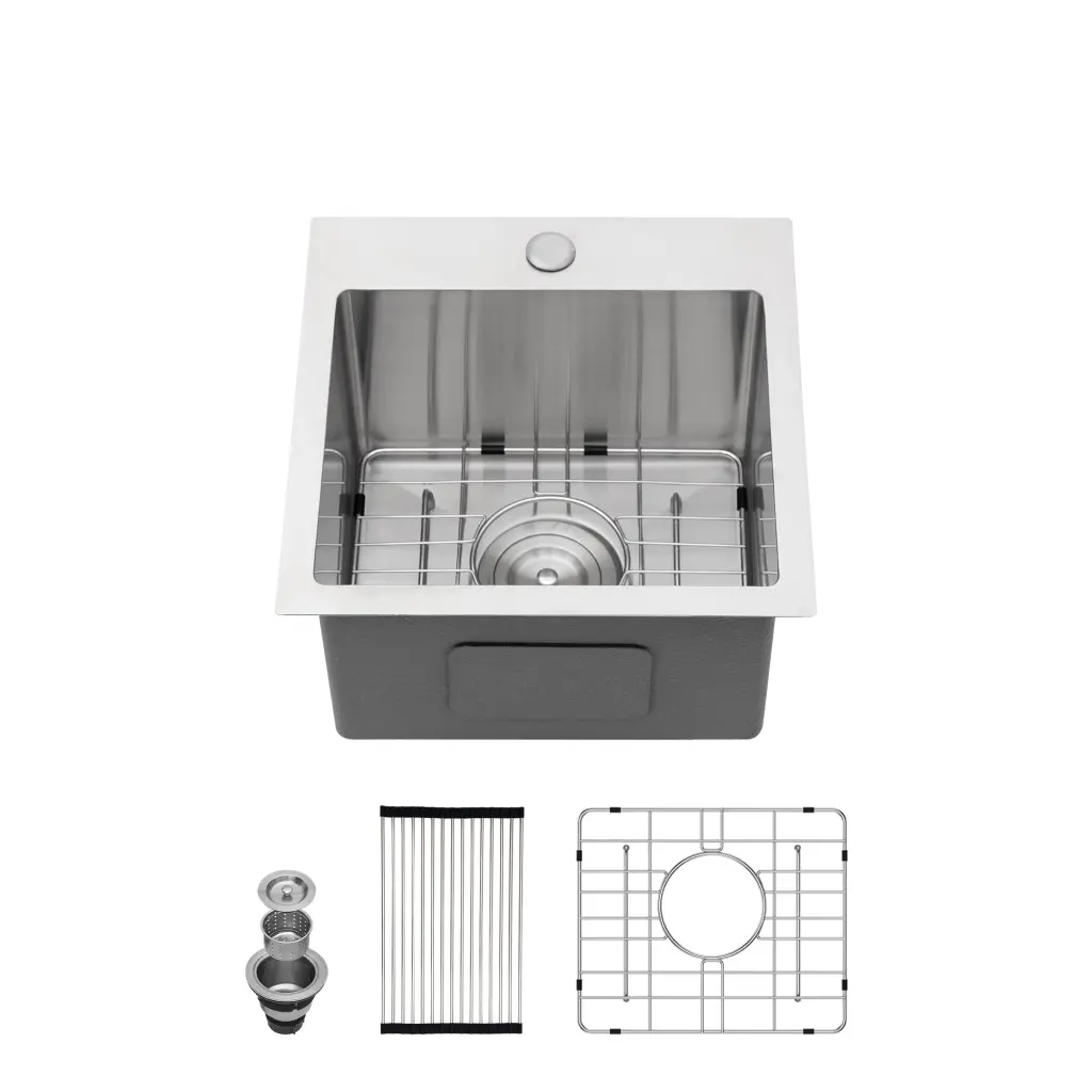 Stainless Steel Drop Kitchen Sink 15 Inch Drop Topmount Sink 16 Gauge lordear