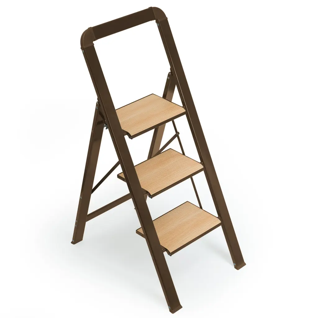 3 Step Folding Ladder Stool Adults Wide Anti-Slip Pedal cubehom