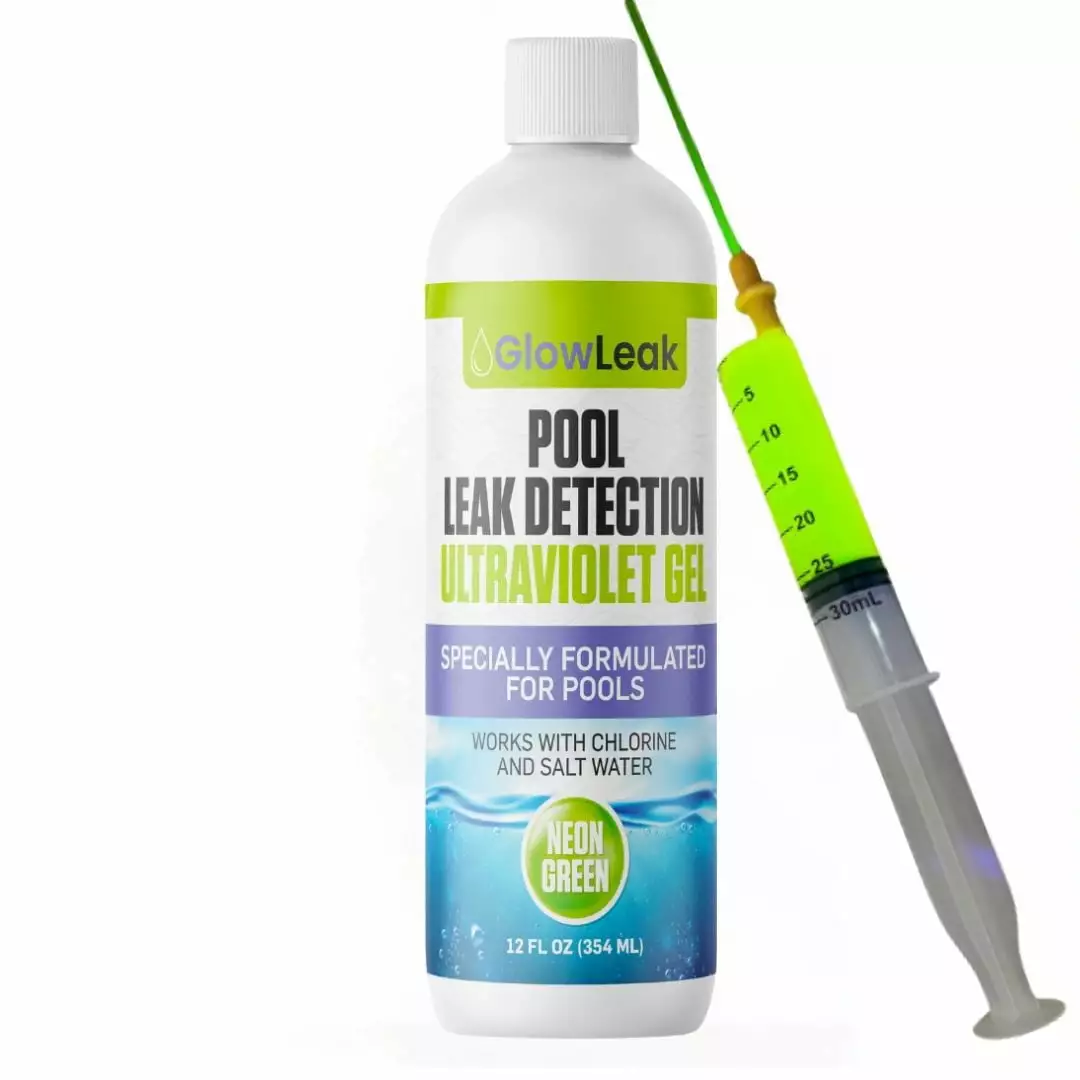 GlowLeak Leak Detector Pools 12oz UV Gel Works Chlorine Salt Water Glow Leak