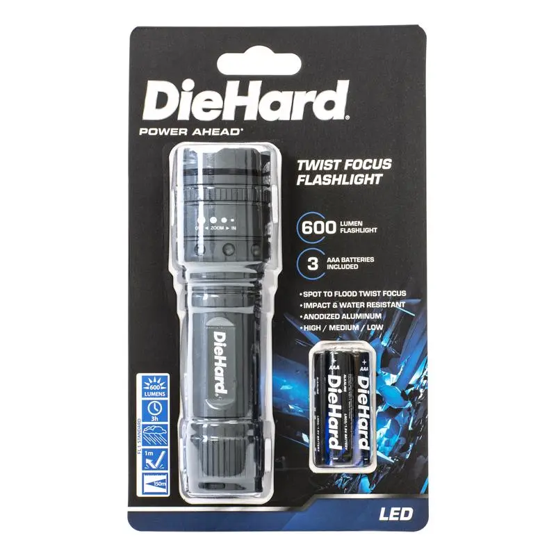 Dorcy DieHard 1700 Lumen Gray LED Flashlight AA Battery Powered