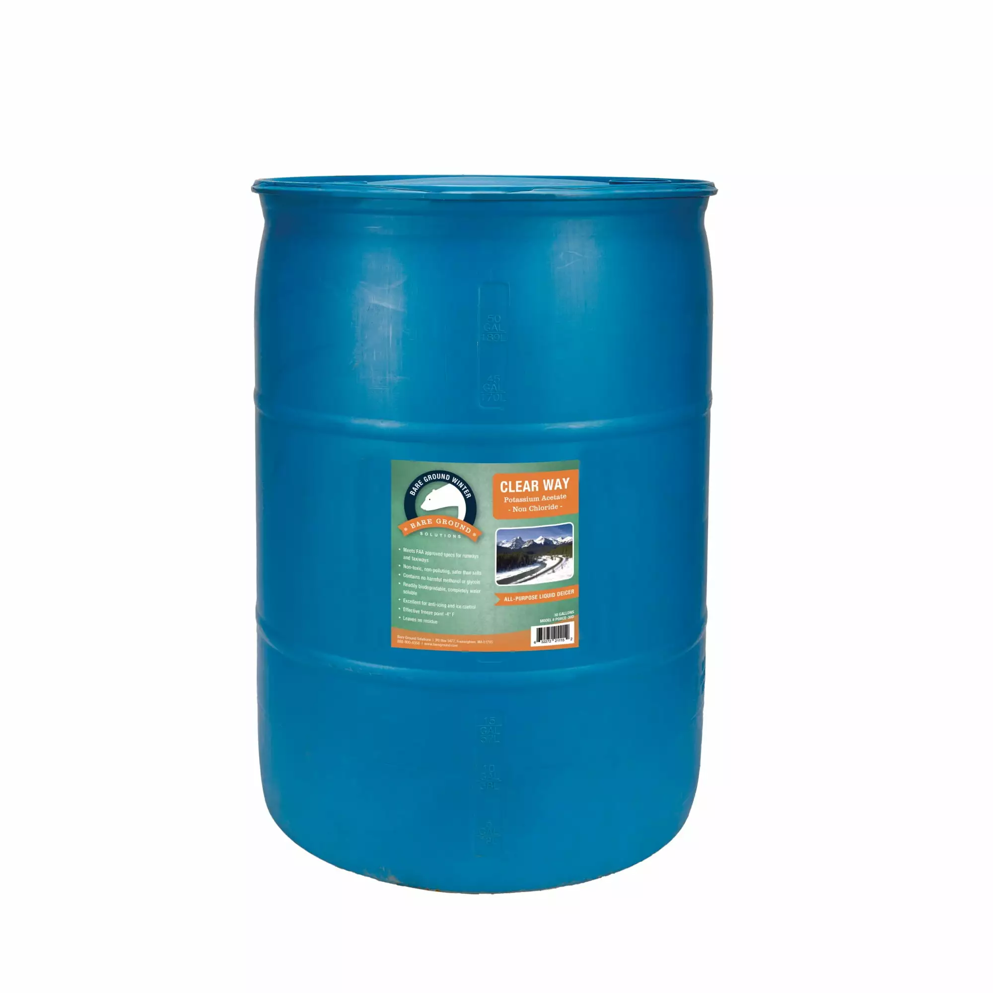 Bare Ground Clear Way Non-Chloride Potassium Acetate Liquid De-Icer. 30 Gallons