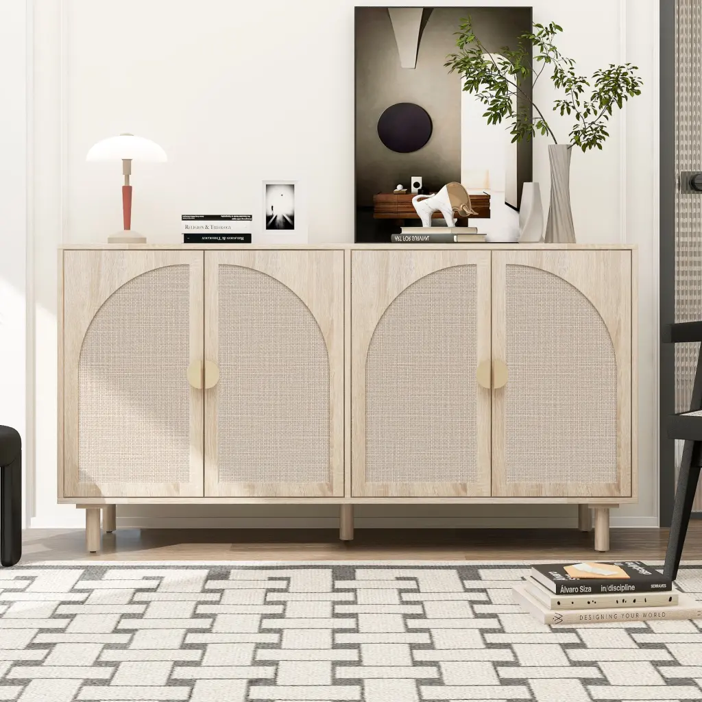 4 Door Natural MDF Cabinet Bedroom Living Room and Study rnb