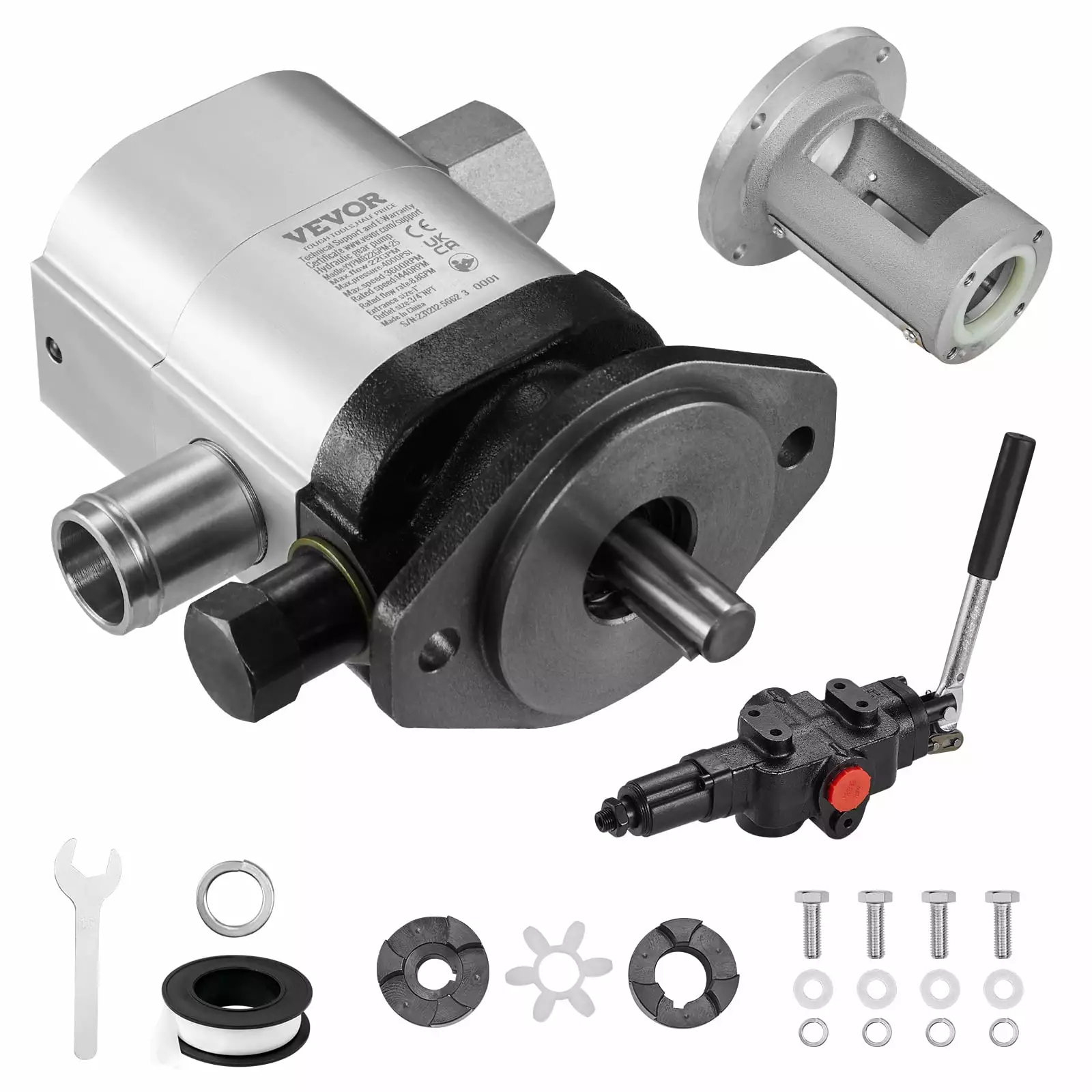 SKYSHALO Hydraulic Wood Log Splitter Pump Kit Gear Pump 22GPM 2 Stage Valve
