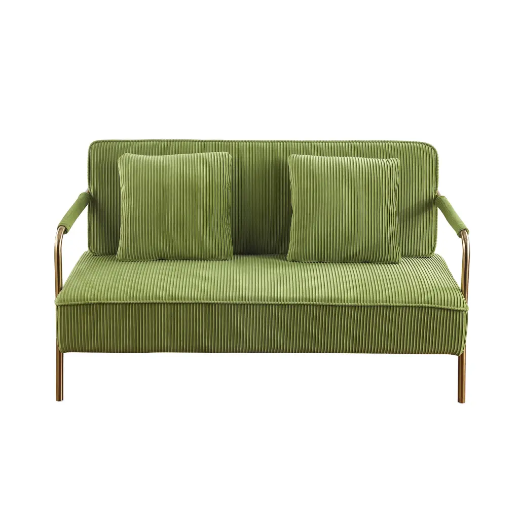 56 Inch Width Modern Upholstered Pleated Velvet Loveseat Comfy 2 Seater Small Sofa Living Room aijiafurniture