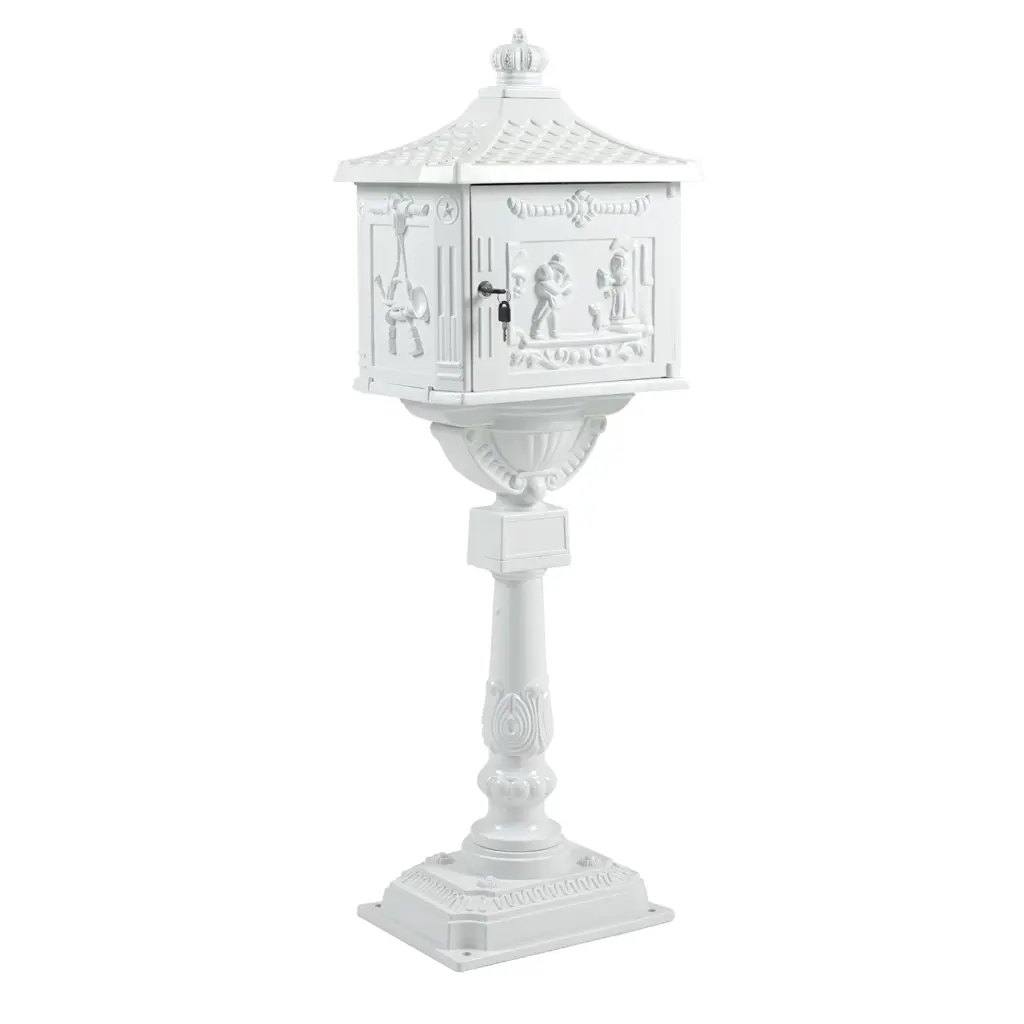 Cast Aluminum White Mailbox Postal Box Security Heavy Duty w2505