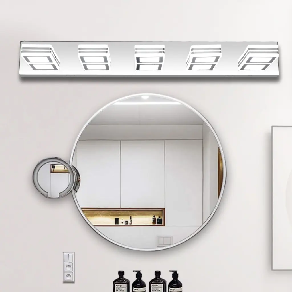 W1340P206806 L002002 W5C LED Modern Chrome Makeup Light 5 Light Vanity Mirror lighting commune