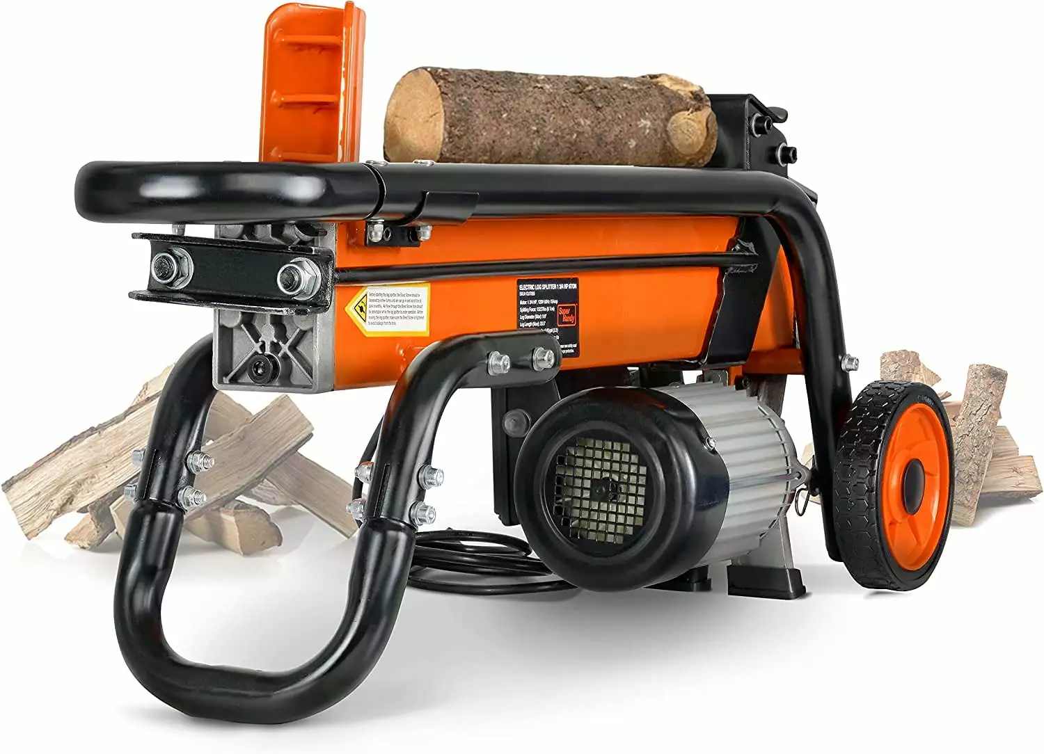 SuperHandy Log Splitter Travel-friendly Horizontal Full Beam Steel Wedge Fire Wood Splitting Forestry Harvesting (Orange) ...