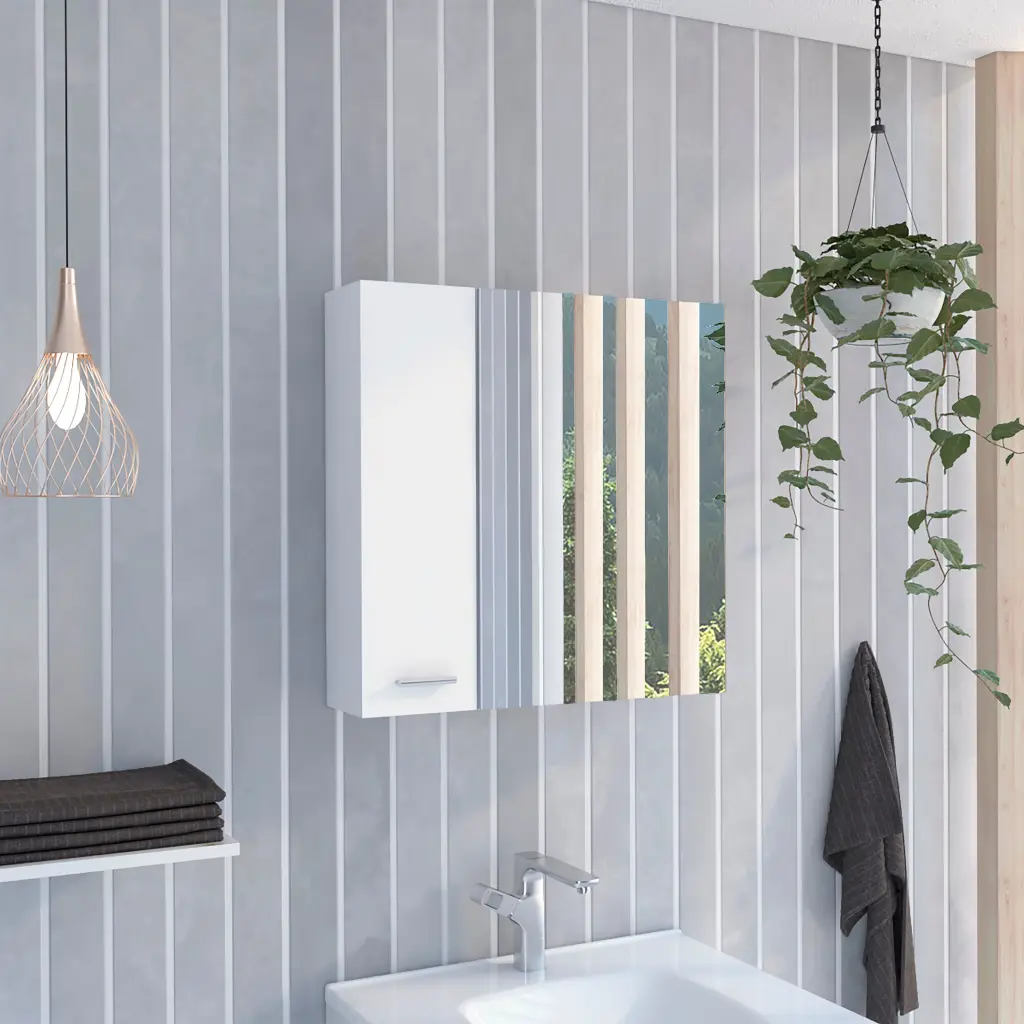 4 Shelf Bathroom Medicine Cabinet Mirror White Particle Board Storage furniture max