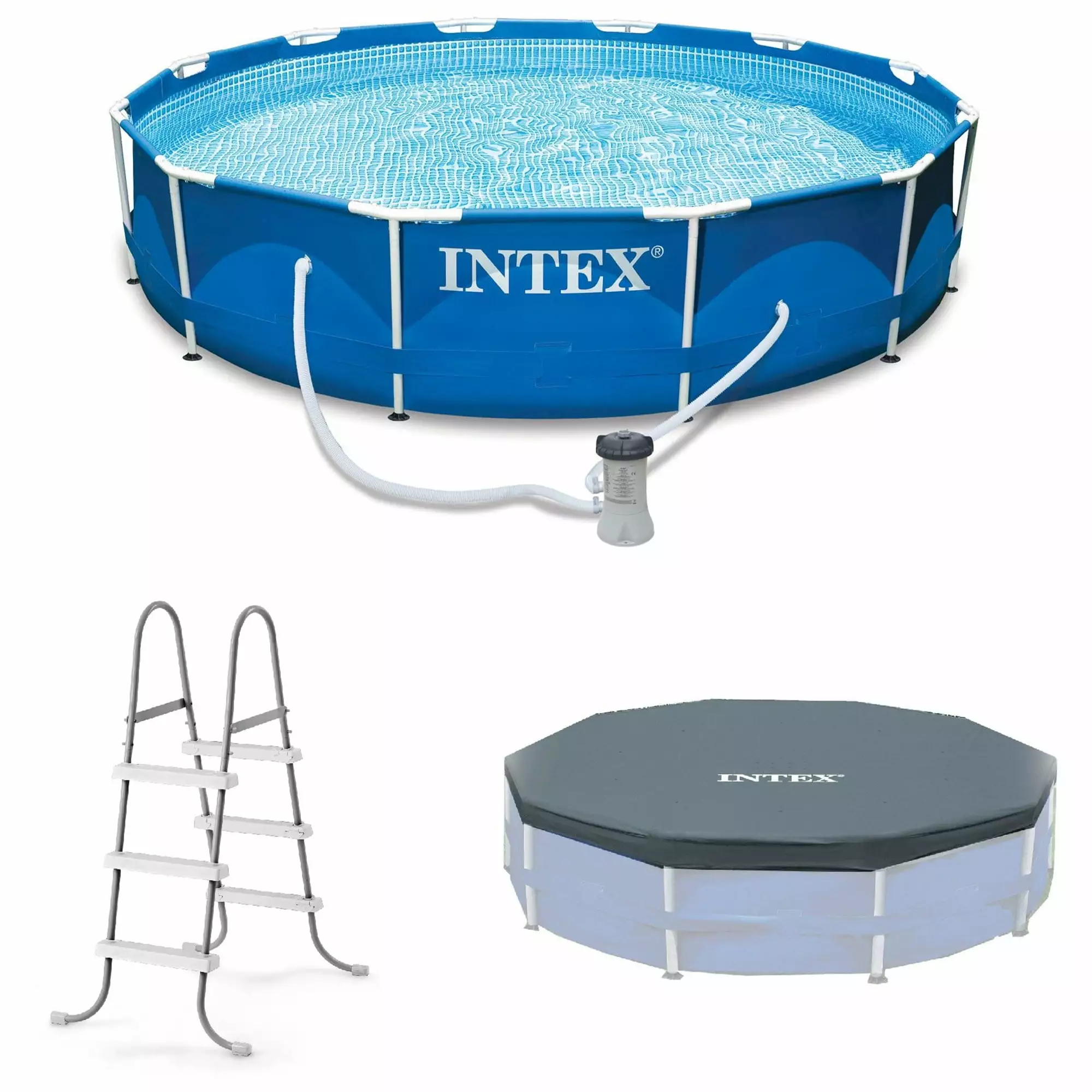 INTEX Metal Frame 12' x 30 Above Ground Swimming Pool Filter Pump