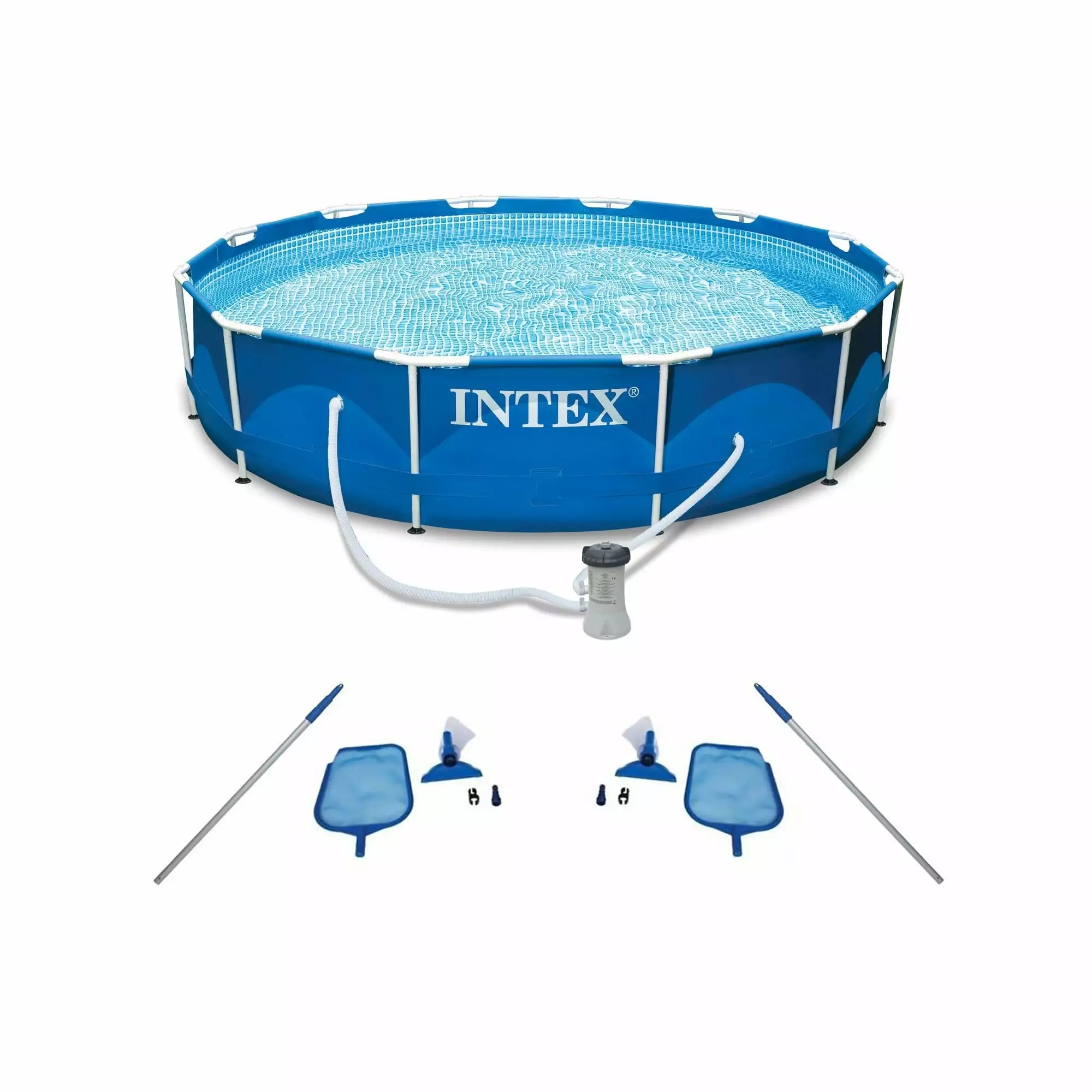 Intex Metal Frame Swimming Pool Filter Pump and Pool Cleaning Kit 2 Pack