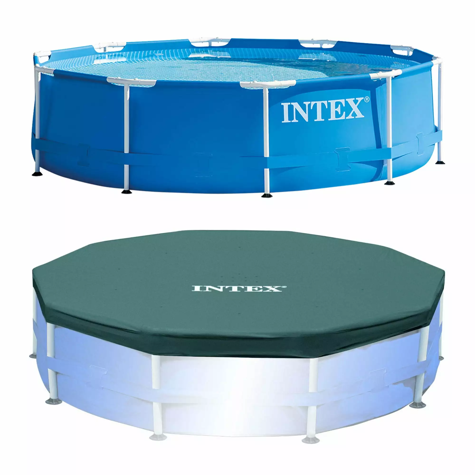 Metal Frame Above Ground Swimming Pool 10 Foot Round Pool Cover Intex
