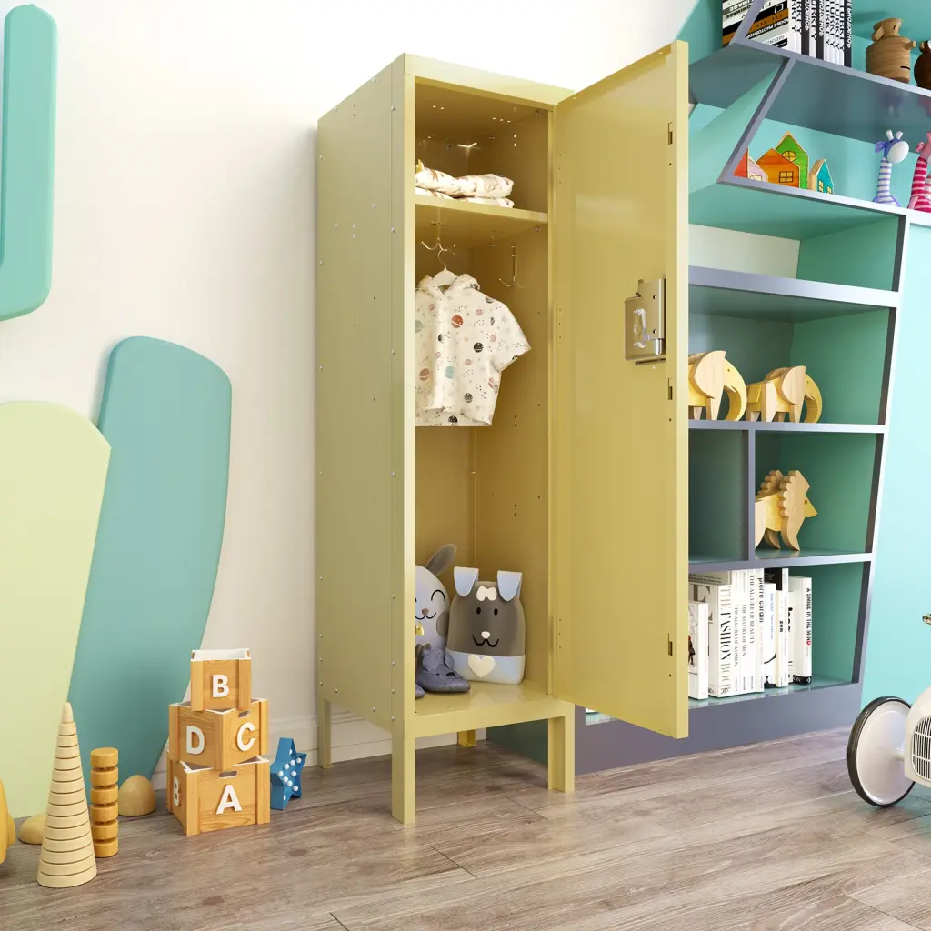 1 Door Tall Single Metal Locker Retro Style Storage Cabinet Industrial Vintage School Locker xingdu store
