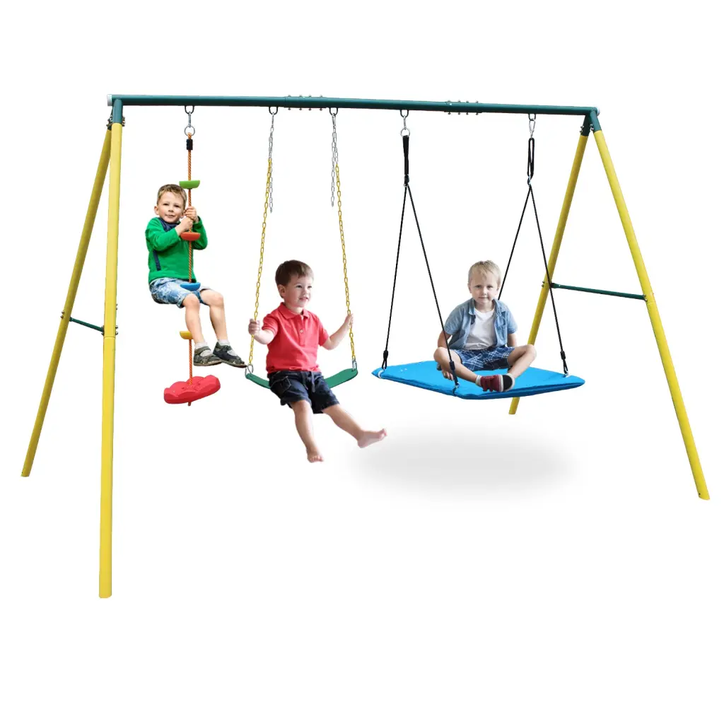 Indoor Outdoor Metal Swing Set Safety Belt Backyard Multicolor aokung