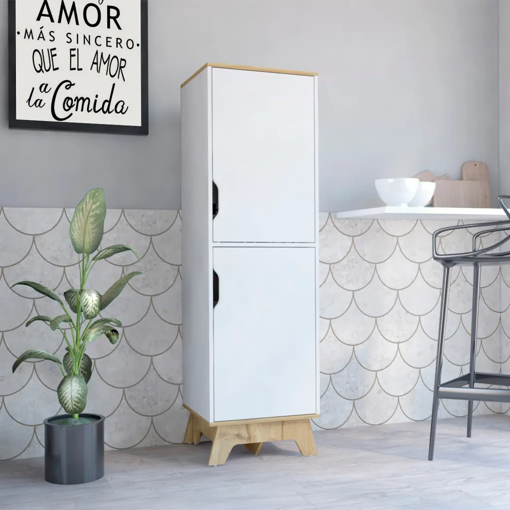 Pamplona Microwave Tall Cabinet Counter Surface Top And Lower Double Storage tuhome
