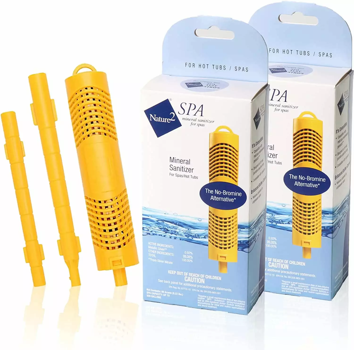 SPA Mineral Stick 2-Pack Universal Hot Tub Mineral Cartridge Lasts 4 Months Yellow Nature2