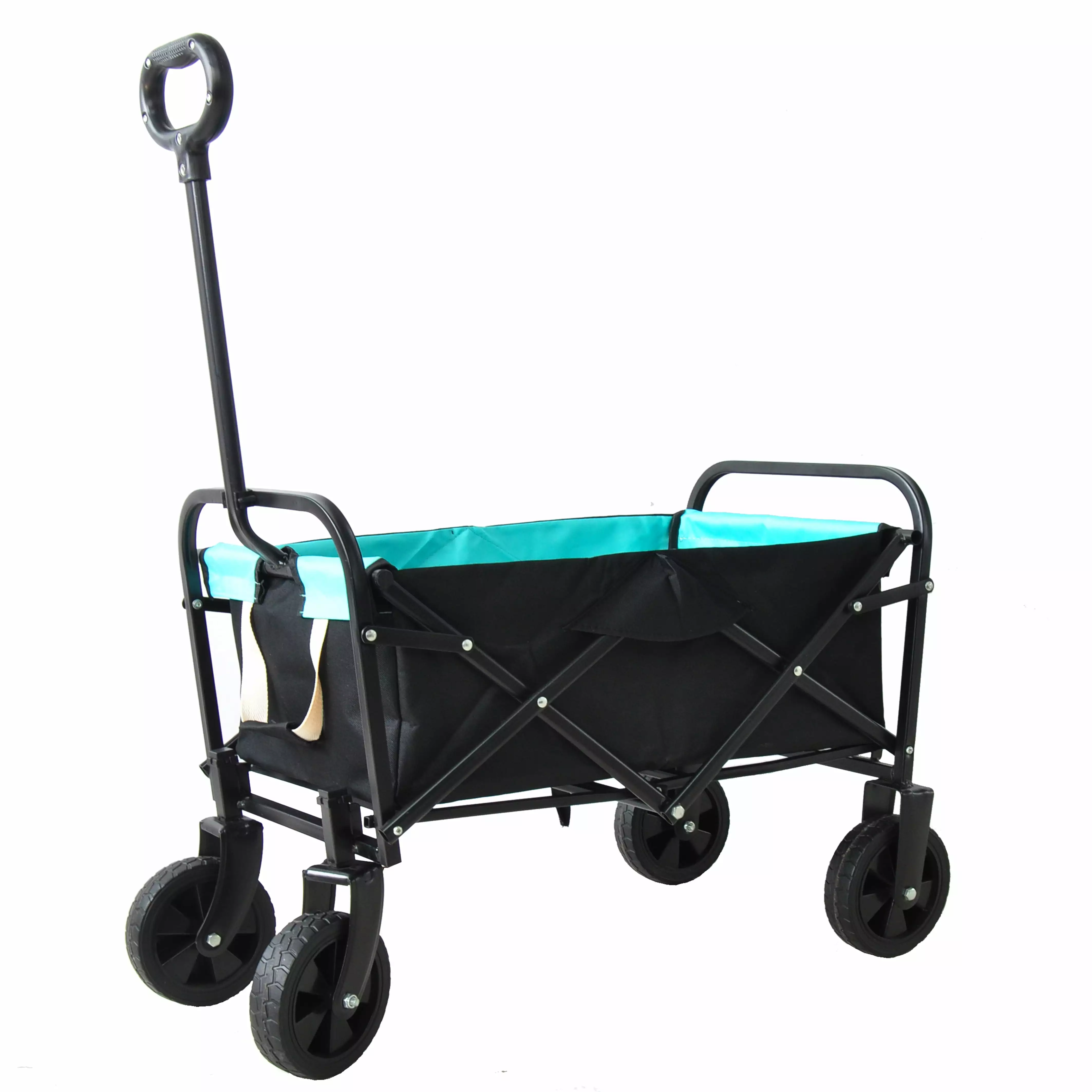 Mini Folding Wagon Garden Shopping Beach Cart (black+blue) HALIY