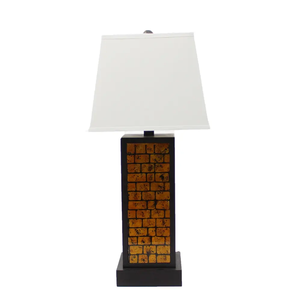 31 Inch Metal Frame Table Lamp Drum Shade Brick Pattern White and Black royal hampton