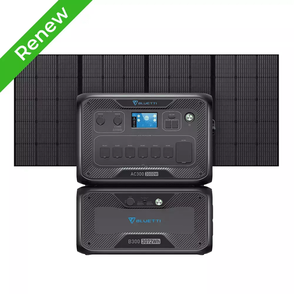 Bluetti 3000W Solar Generator AC300&B300 Modular Power System 1Pcs 350W Solar Panel .UPS Battery Backup Home Emergency Pow...