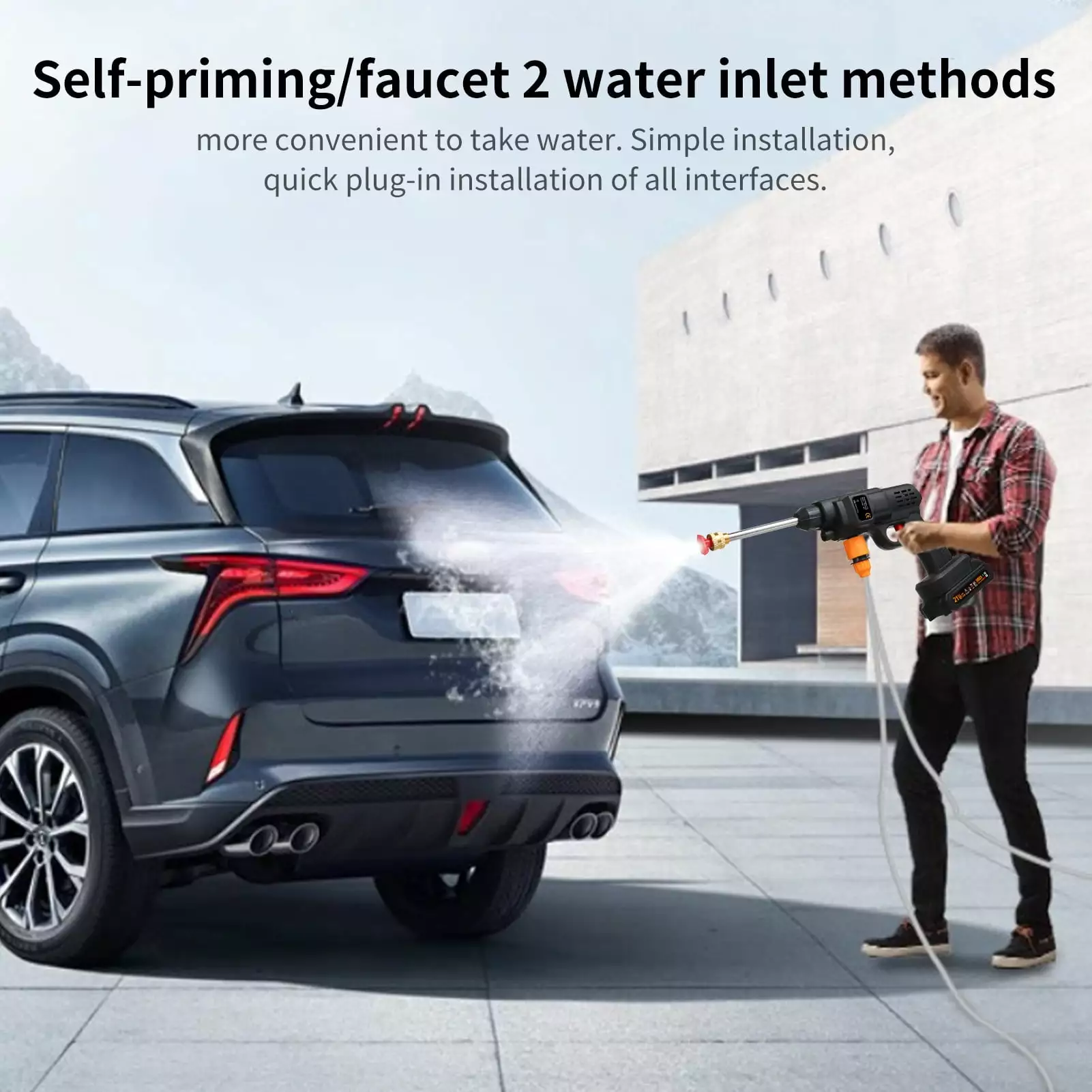 Cleaning machine. 60bar 300w Nozzles Car Fence Battery Car Fence Floor Buzhi Pressure Battery 6in1 Nozzles Qisuo Wenzi 6in...