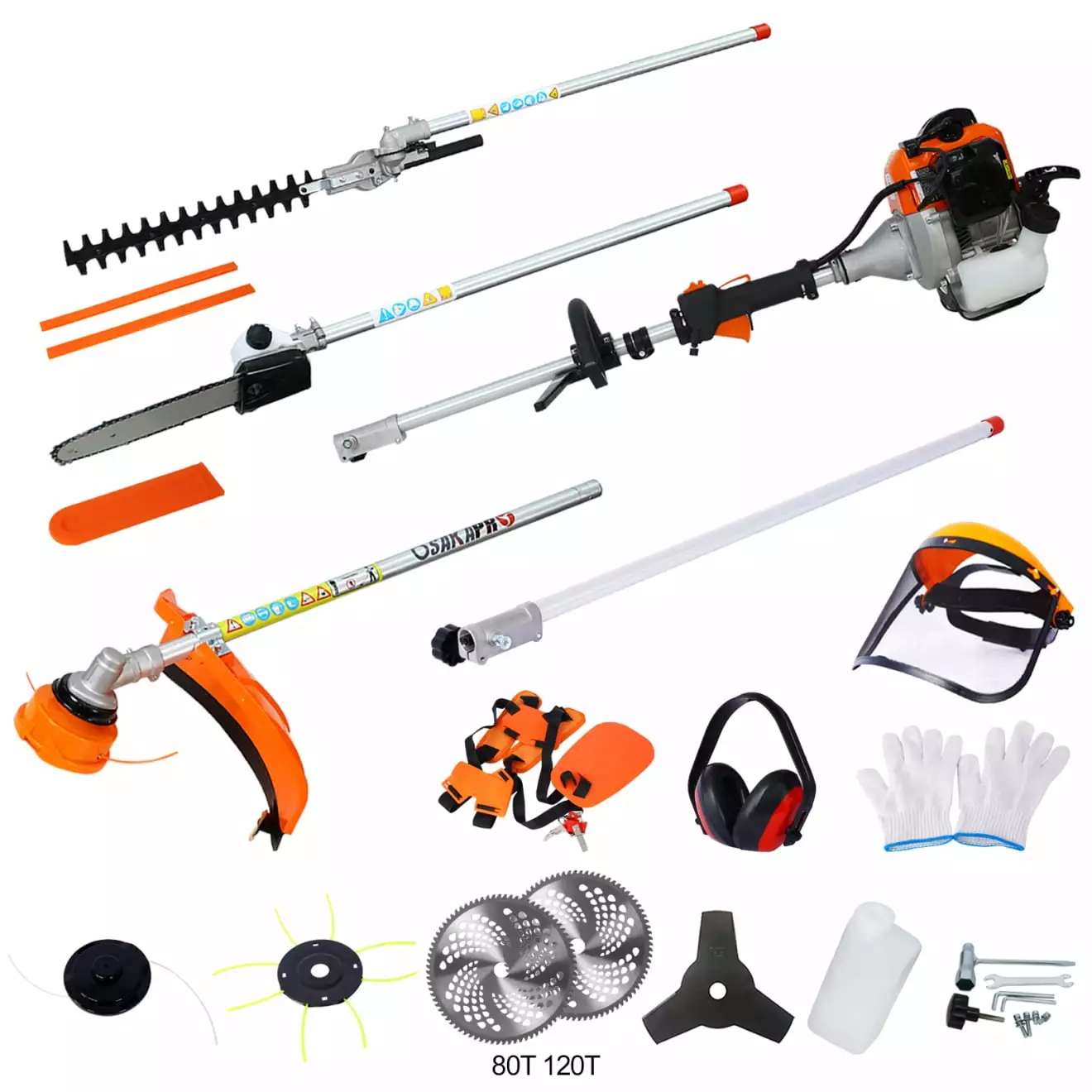 12 1 Multi-Practical Trimming Tool. 52CC 2-Cycle Garden Tool System Gas Pole Saw. Hedge Trimmer. Grass Trimmer. and Brush ...