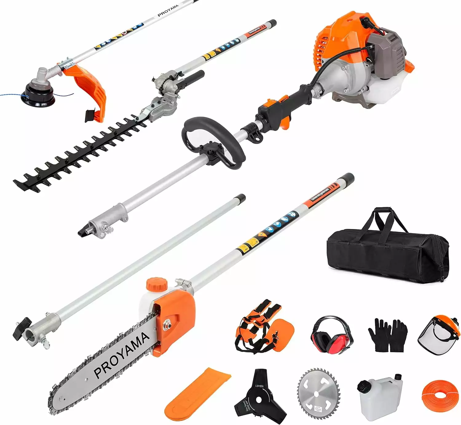 PROYAMA Powerful 42.7cc 5 1 Multi functional Trimming Tools.Gas Hedge Trimmer.Weed Eater.String Trimmer. Brush Cutter.Pole...