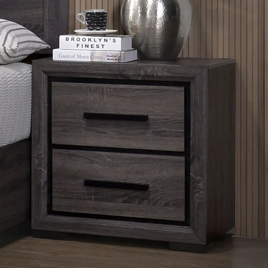 Gray Nightstand Bedroom Furniture Bedside Table 2 Drawers Two Tone kanepe