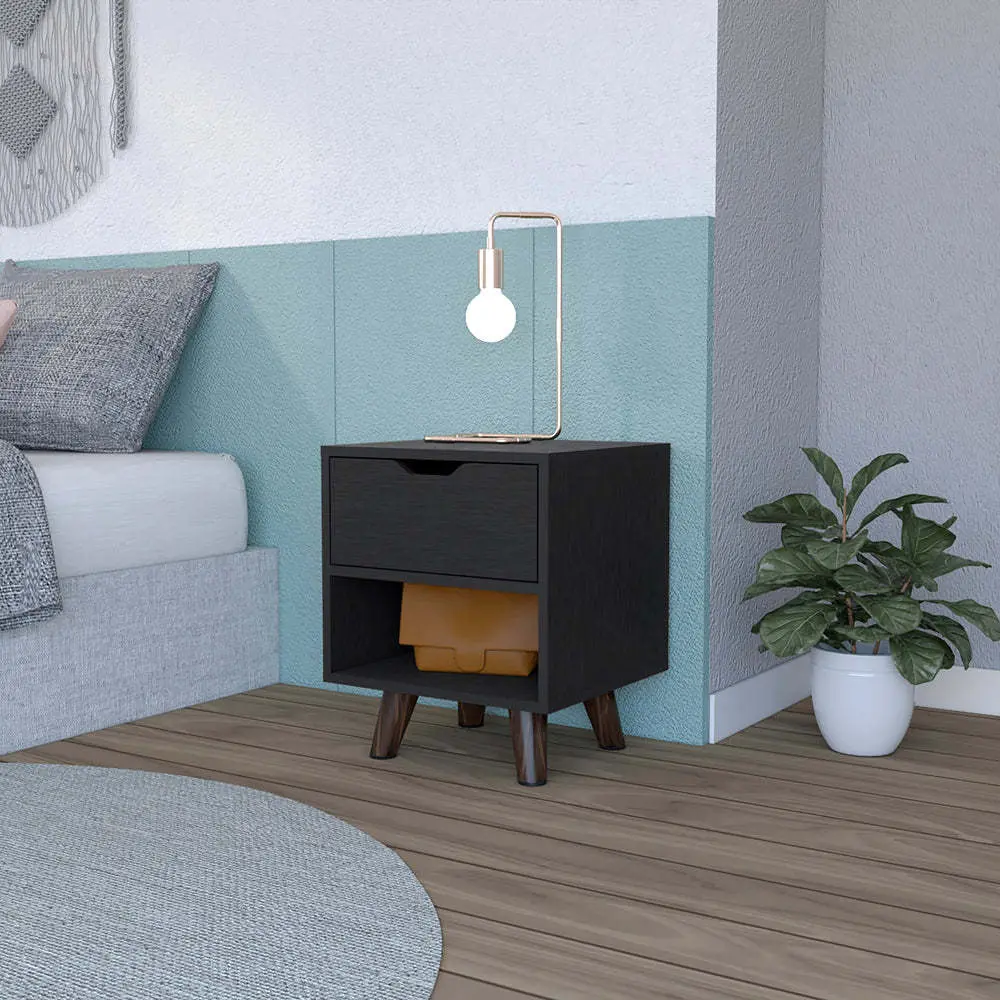 Modern Nightstand 19 Inch H Drawer And Open Storage Shelf rta mubles colombia