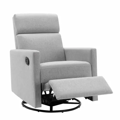 Modern Upholstered Rocker Nursery Chair Plush Seating Glider Swivel Recliner Chair JUHOO