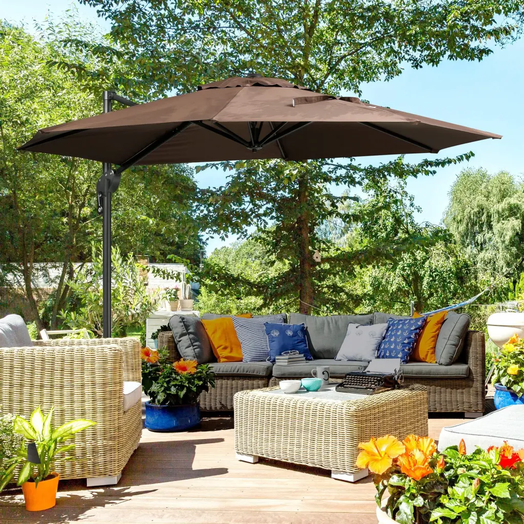 Outsunny 10Ft Offset Patio Umbrella Base Hanging Aluminum And Steel Frame aosom business