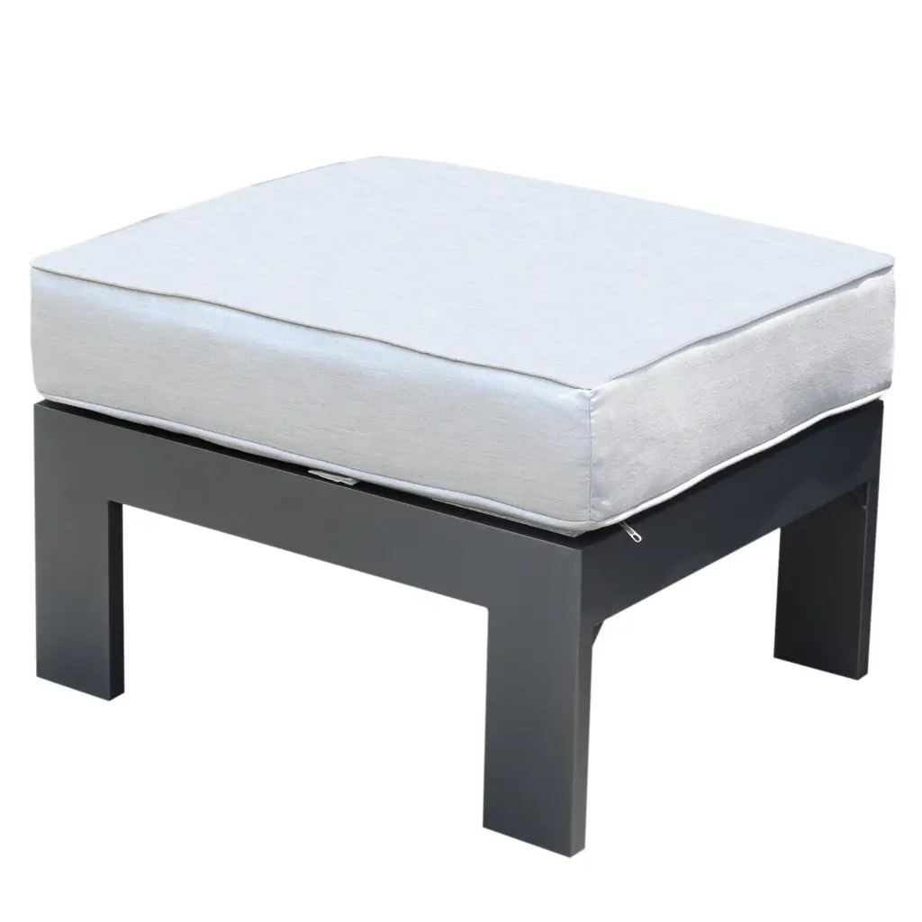 Patio Indoor Outdoor Aluminum Ottoman Footstool Cushion Powdered Finish gathercraft