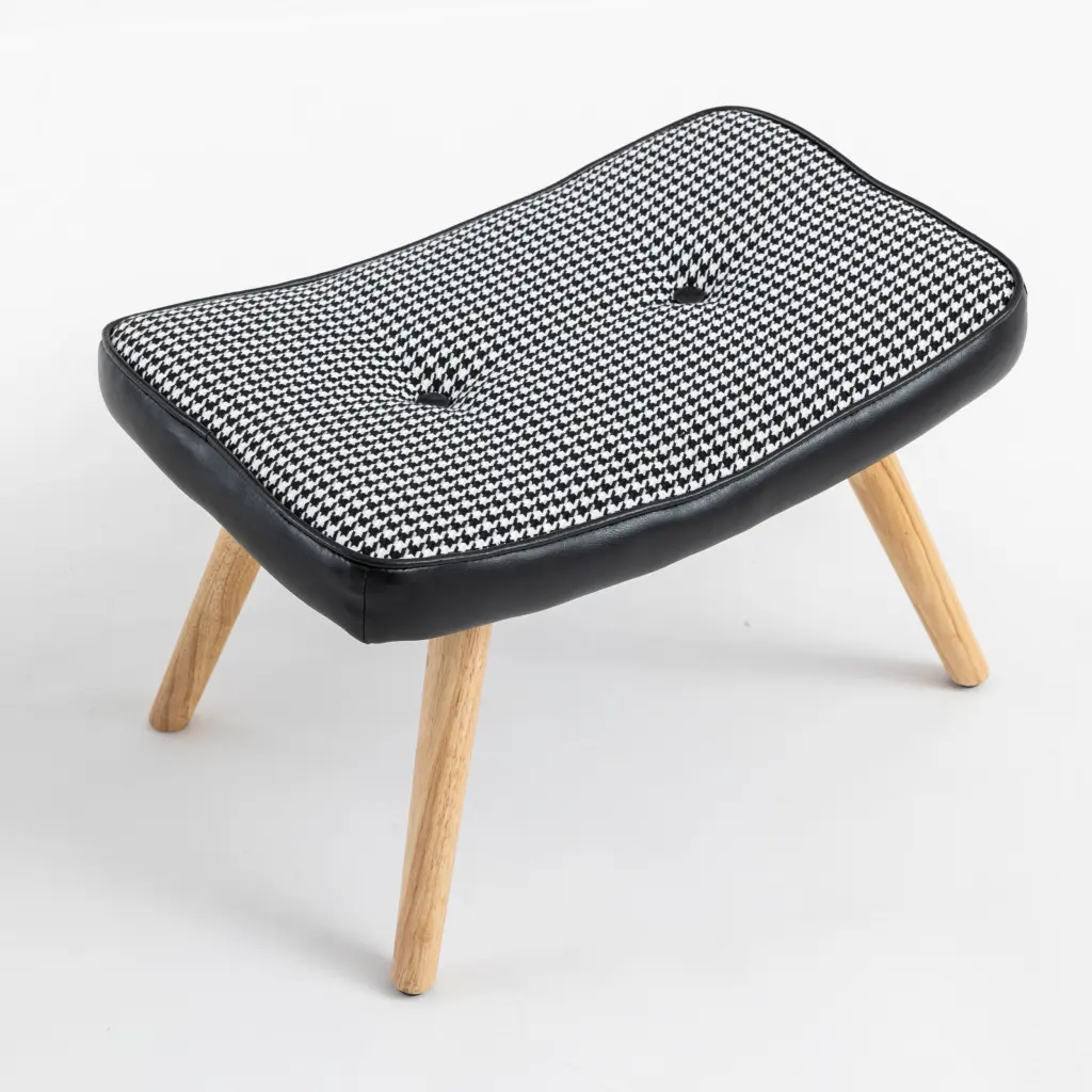 Wooden Step Ottoman Square Cushion Foot Stool Adults rnb