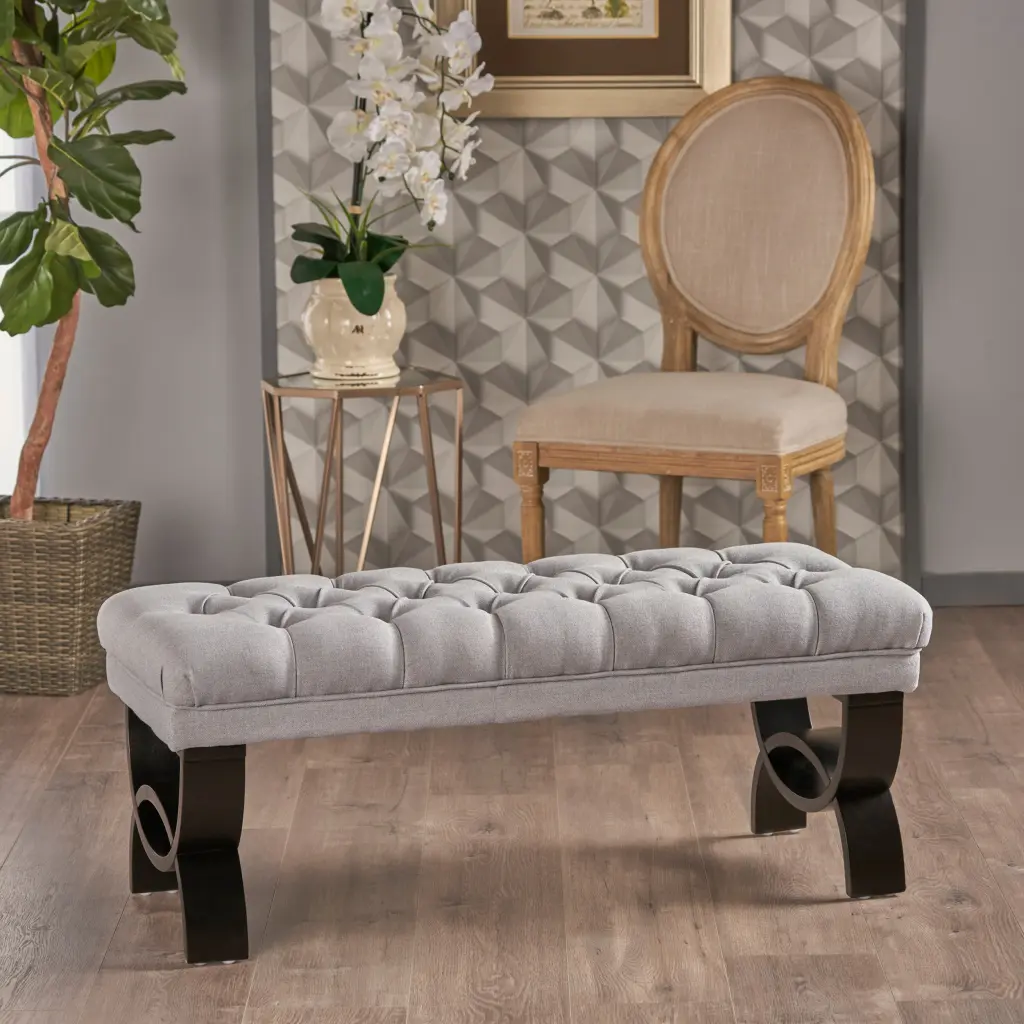 Hilton Ottoman Light Grey Fabric Storage Ottoman Living Room nh-purenest