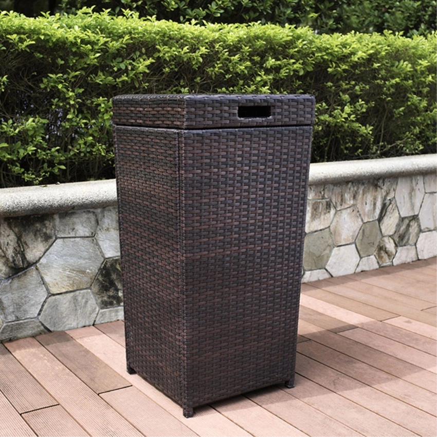 Ergode Chic Outdoor Wicker Trash Bin - Long-lasting Steel Construction. Weatherproof Resin Wicker. Built- Bag Holder - Has...