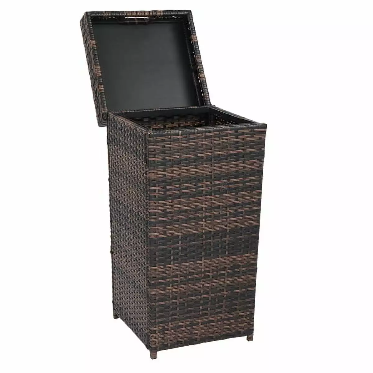 27 Gallon Top Cover Iron Frame Rattan Trash Can Brown Gradient Generic