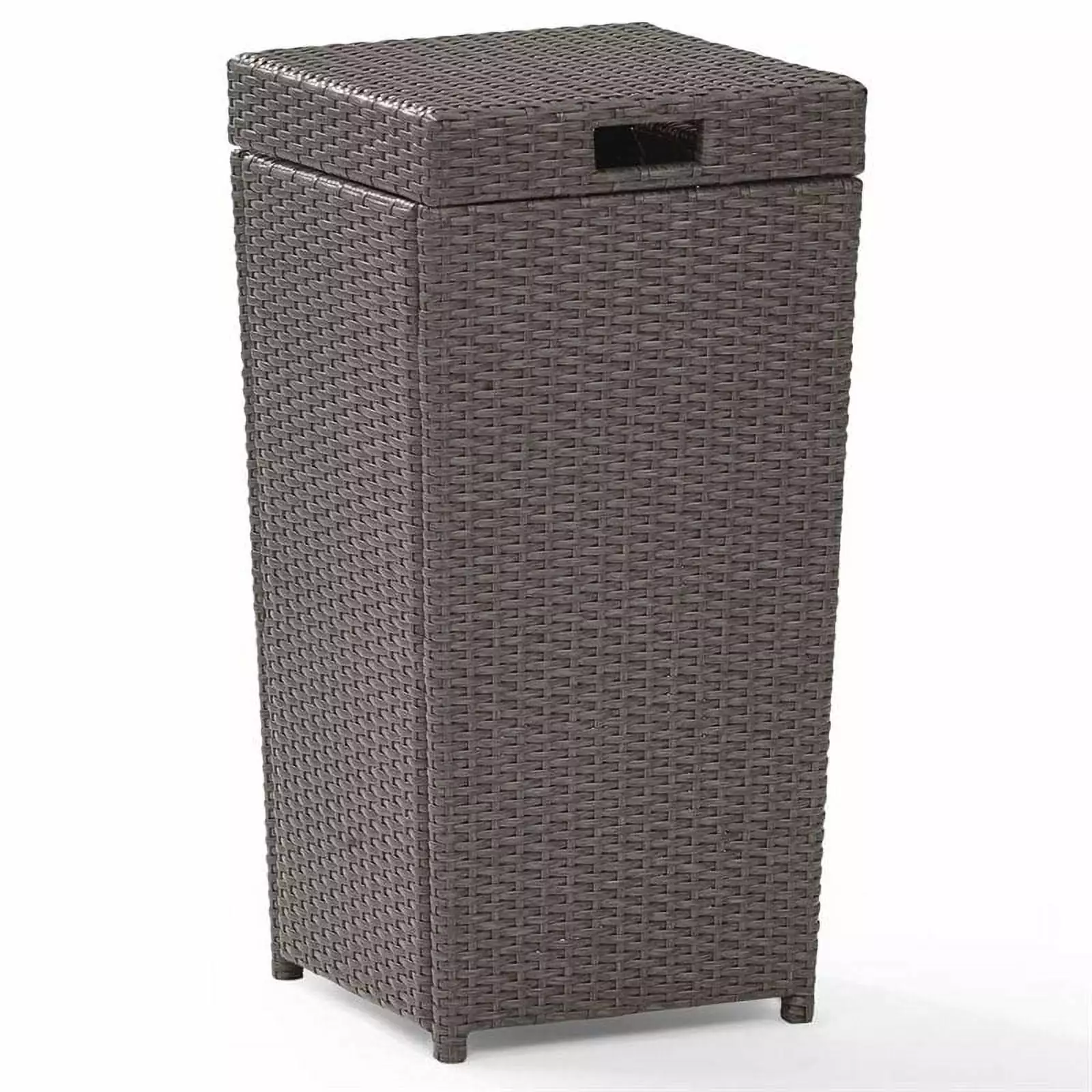 Pemberly Row Wicker Patio Trash Can Weathered Gray