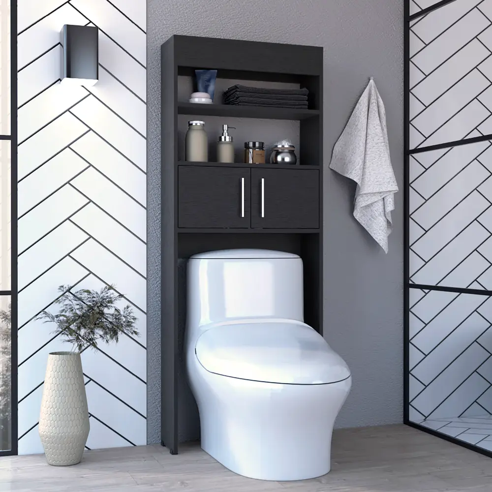 63" Over Toilet Cabinet Two Shelves Double Door Bathroom Storage rta mubles colombia