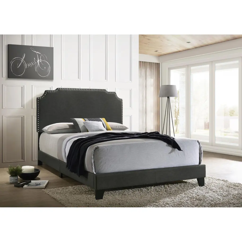 Grey Full Panel Bed Trim Box Spring Required Full Grey Wood Bedroom Furniture furniture max